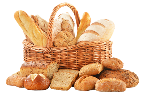 Korb voller Brot, verschiedene Sorten